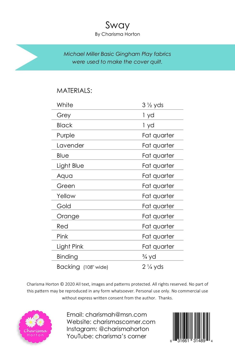 Sway Quilt Pattern CH-202