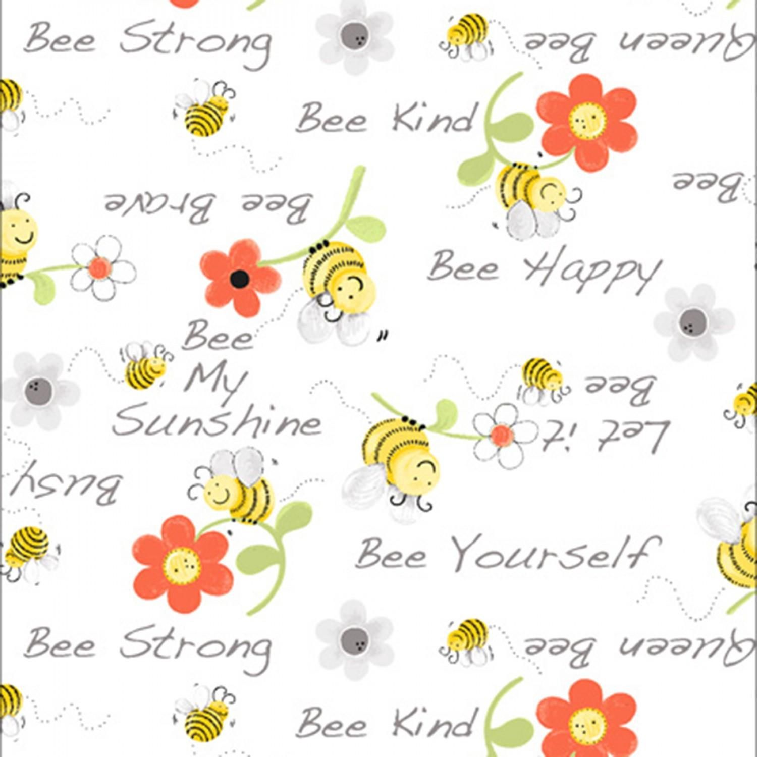 Susybee White Bee Words Floral 20362-100