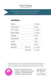 Porch Swing Quilt Pattern CHI-293