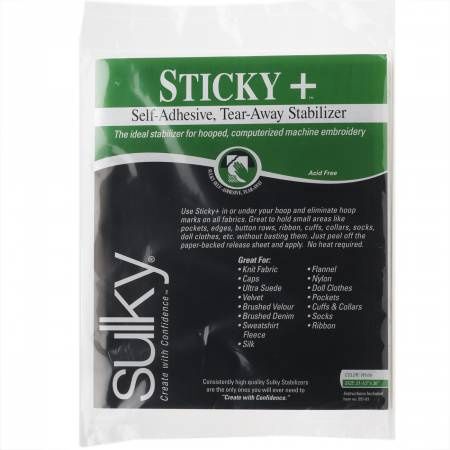 Sticky Plus Self-Adhesive Tear-Away Stabilizer White 551-01