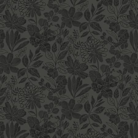 Wide Back Dark Charcoal Floral 118in