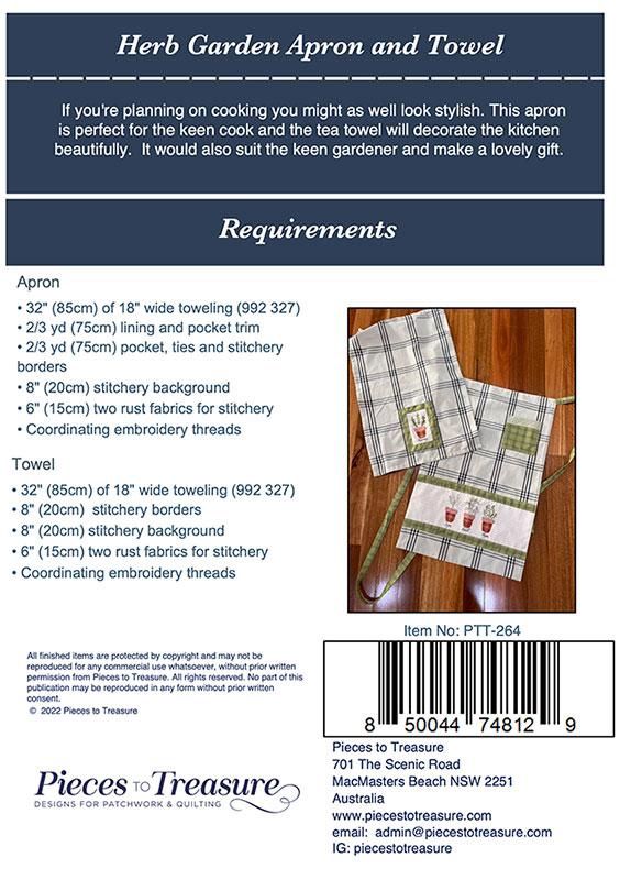 Herb Garden Apron and Tea Towel Pattern PTT264