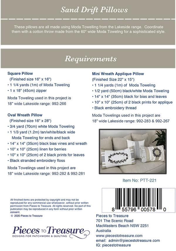 Sand Drift Pillows Pattern PTT221