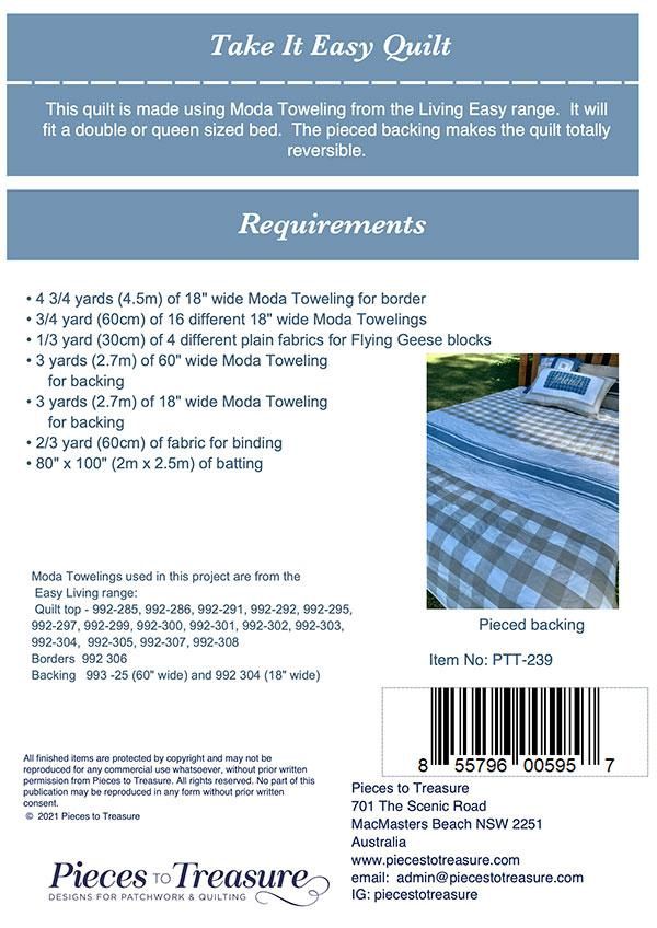 Take It Easy Quilt Pattern PTT239