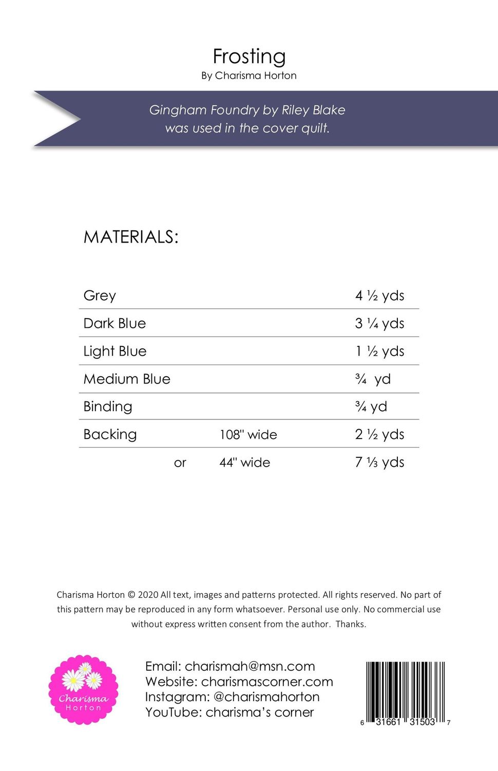 Frosting Quilt Pattern CH-215