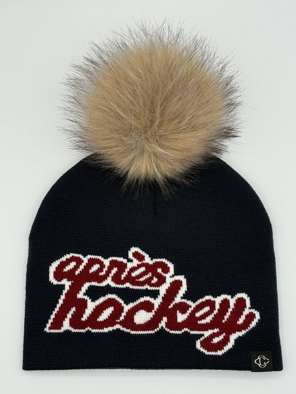 Apres Hockey Beanie with Faux Fur Pom