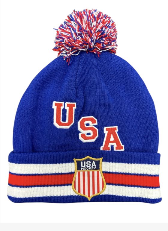 USA Hockey Pom Pom beanie