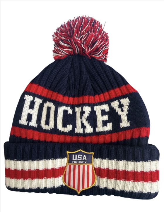 USA Hockey Ribbed Pom Pom Beanie