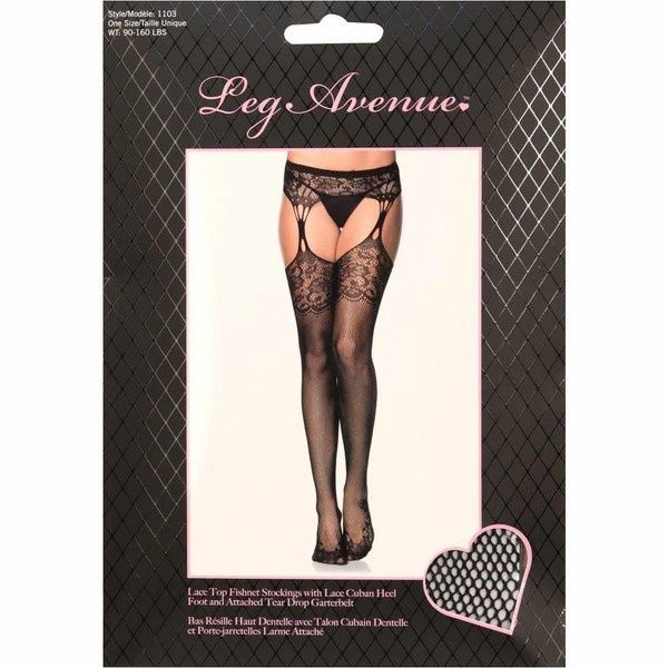 LACE FISHNET STOCKINGS BLK O/S