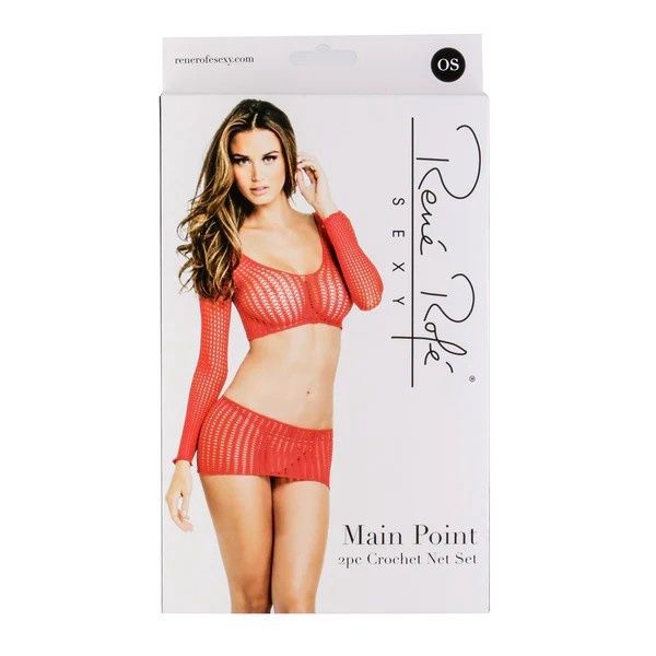 MAIN POINT 2PC CROCHET NET SET RED O/S