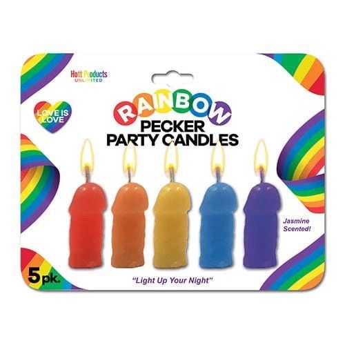 NOV CANDLES PECKER 5 PAK RAINBOW