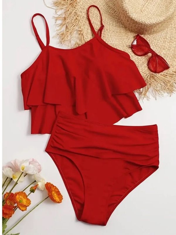 BIKI SET 1161 WF FLOUNCE RED