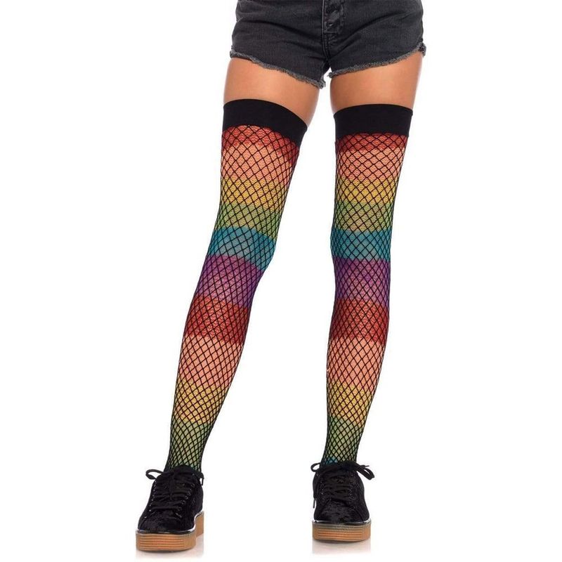 THIGH HIS LA9994 RAINBOW FISHNET