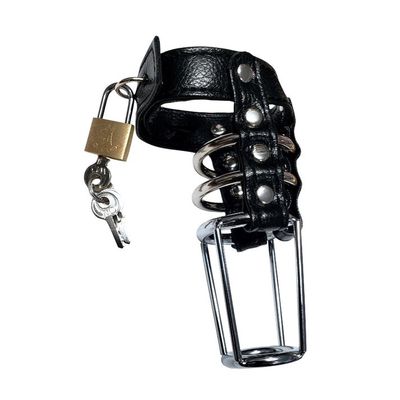 CHASTITY  COCK CAGE LEATHER STEEL
