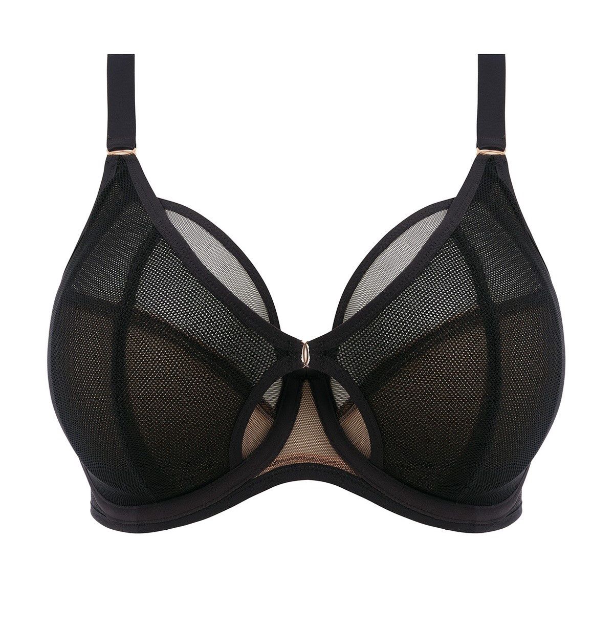 ELOM EL301202 KINTAI UW SEAM PLNG BRA BLK, Band Size: 36, Cup Size: I/G (US/UK)