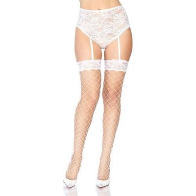 PKG THIGH HIS LA9037 FENCE NET LACE TOP WH
