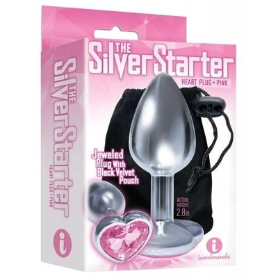 PLUG SILVER STARTER HEART JEWEL PINK
