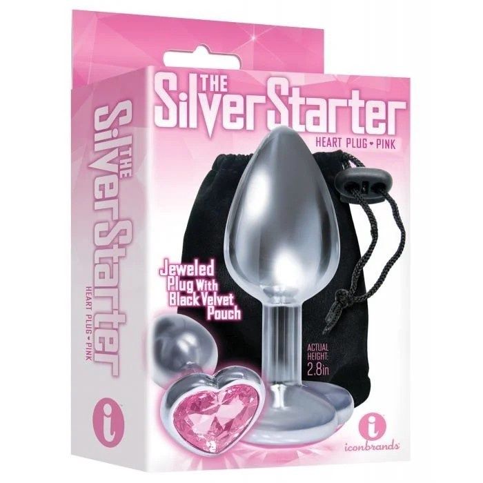 PLUG SILVER STARTER HEART JEWEL PINK