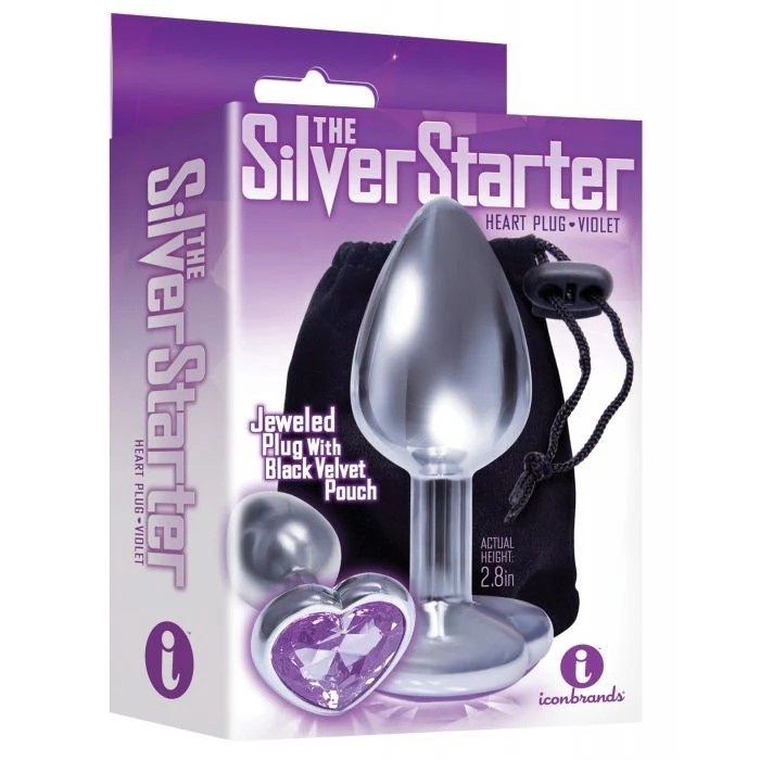 PLUG SILVER STARTER HEART JEWEL VIOLET
