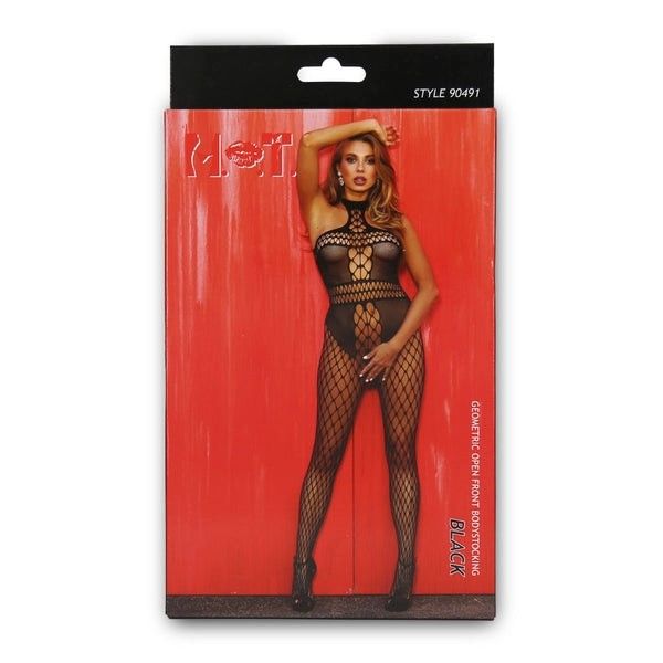 PKG BODYSTOCKING GEOMETRIC OPEN FRONT
