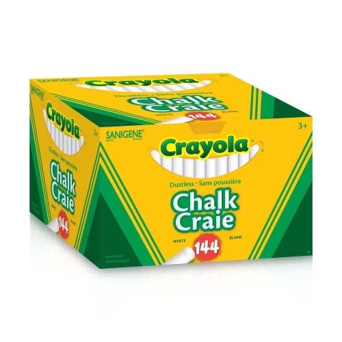 Crayola White Chalkboard Chalk, Dustless, Box of 144