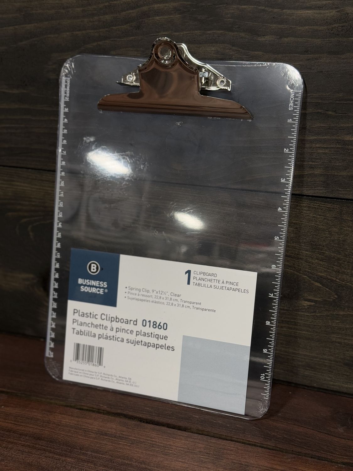 Clear Plastic Clipboard, Spring Clip, 9 x 12 1/2"