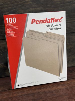 Pendaflex Letter  Size File Folders, 8 1/2" x 11" Kraft, 100 Per Box, R412