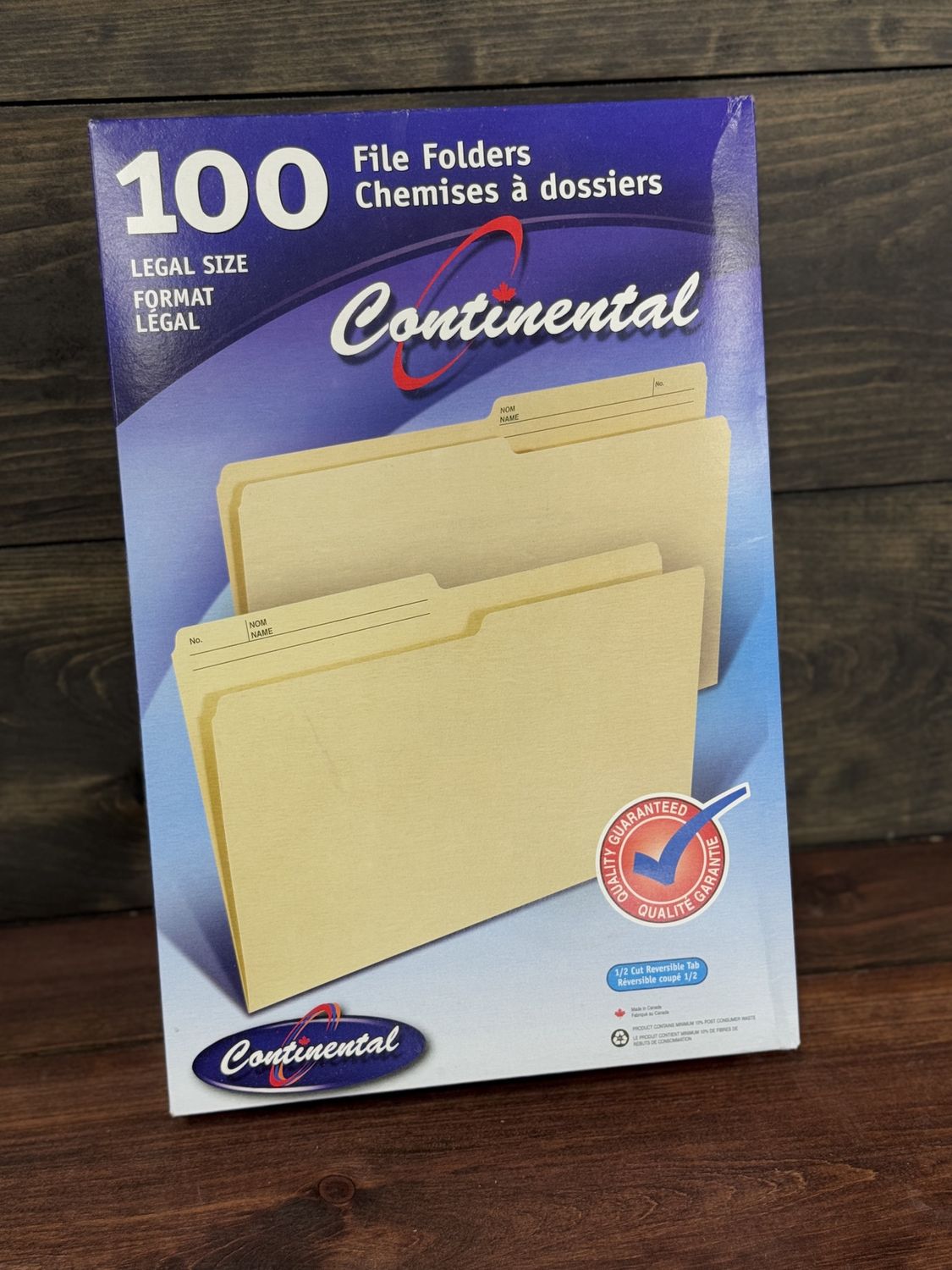 Reversible File Folders, Legal Size, Manilla, 8 1/2" x 14", Box of 100