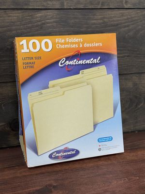 Reversible File Folders, Letter Size, Manilla, 8 1/2" x 11", Box of 100