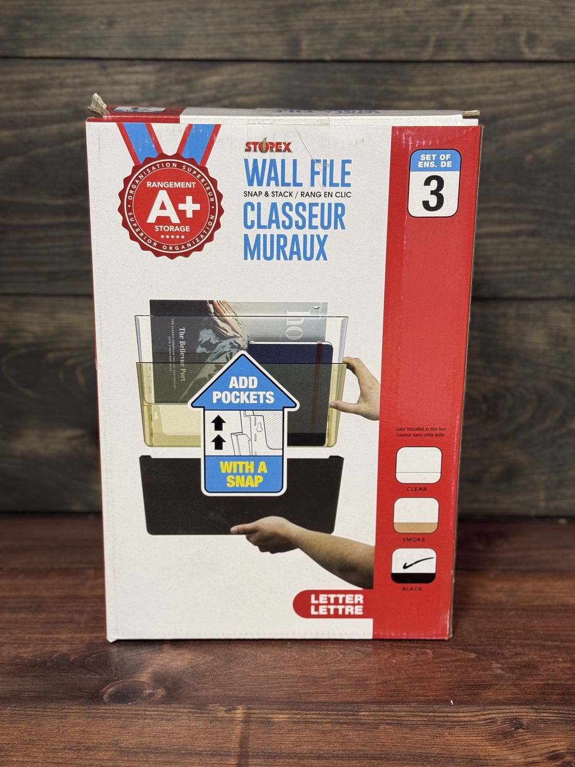 Storex Wall Files, 3 Pack, Black