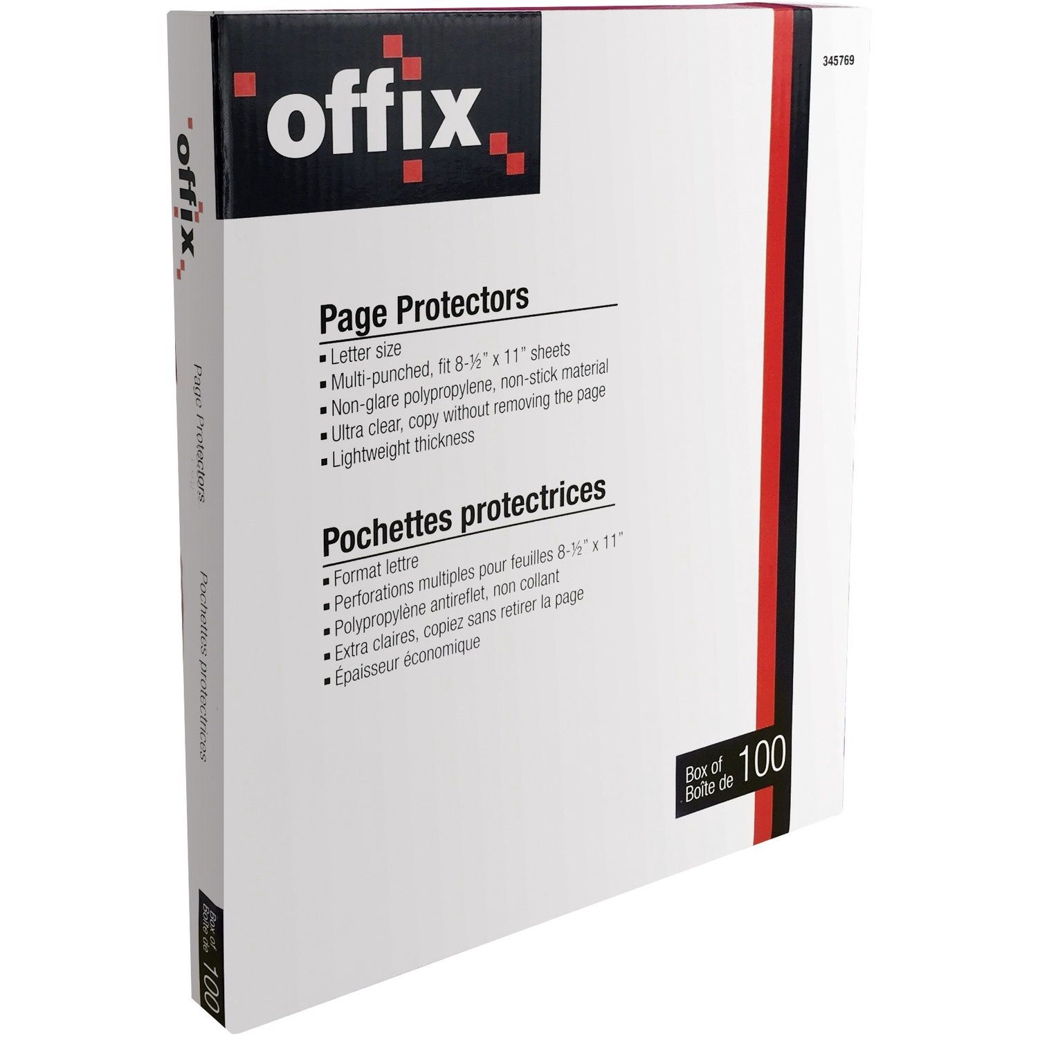 Page Protectors,  8.5 X 11, 2mm, Non Glare, 100 Pack