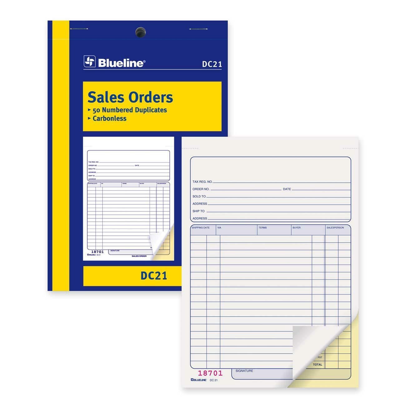 Blueline Sales Order Book, DC21, 50 Numbered Duplicates