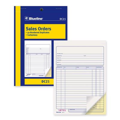 Blueline Sales Order Book, DC21, 50 Numbered Duplicates