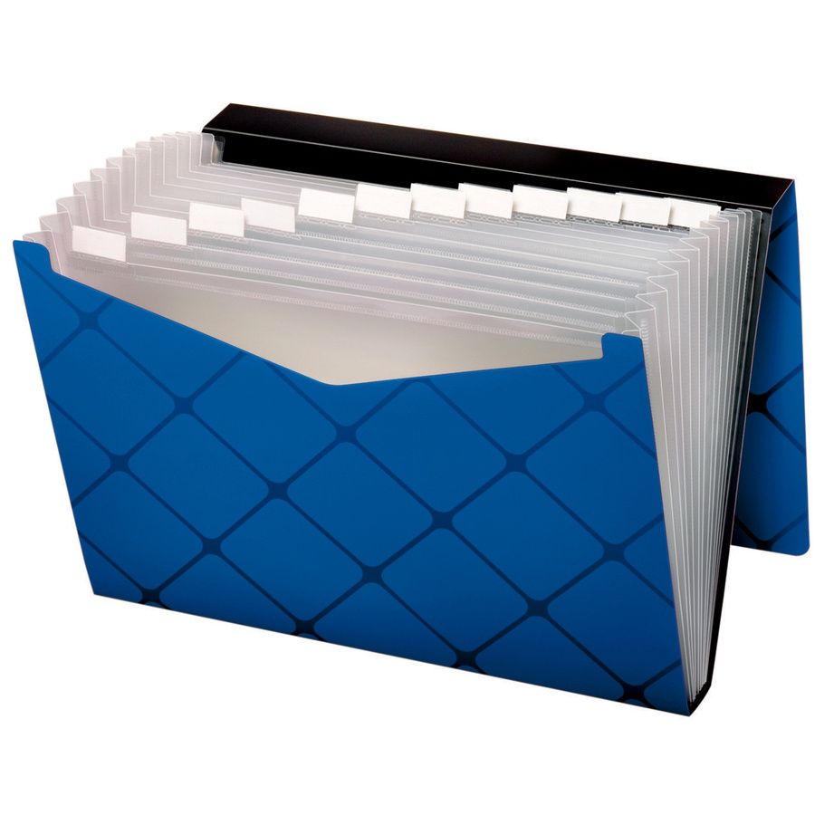 Pendaflex 1/6 Tab Cut Letter File Folder, 8 1/2" x 11", 1 1/2" Expansion, 13 Pockets, Blue