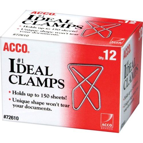 Acco Ideal Paper Clamps, #1 Large, Box of 12