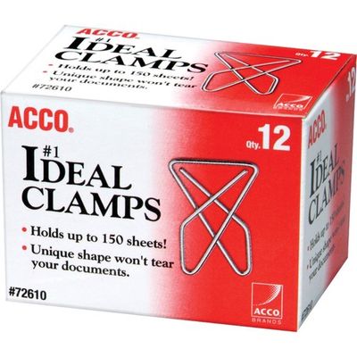 Acco Ideal Paper Clamps, #1 Large, Box of 12