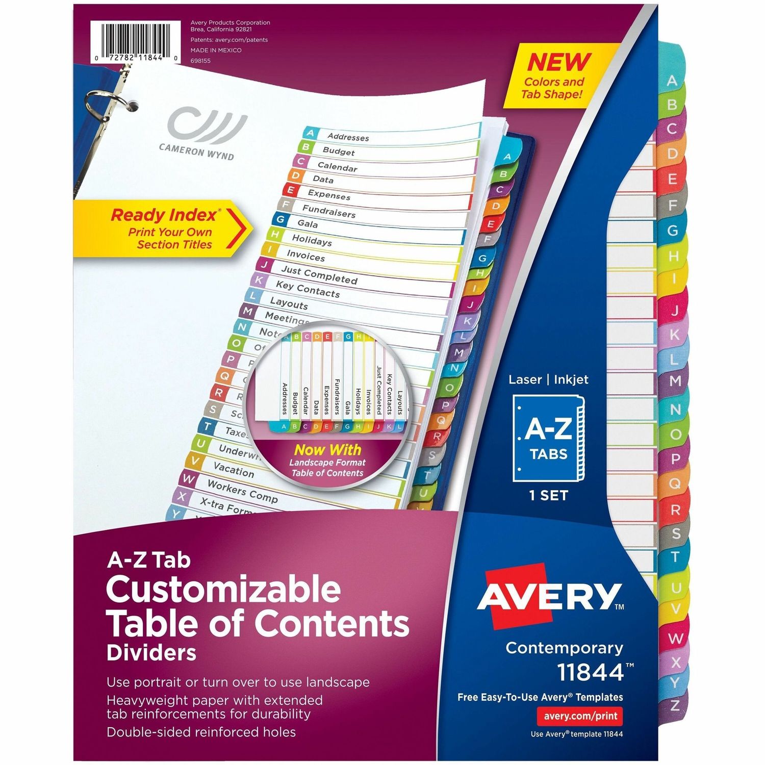 Avery Tab Dividers Set, 26 Dividers, Table of Contents, A-Z