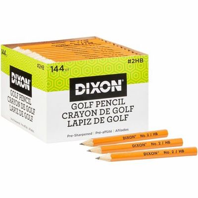 Dixon Pre-sharpened Wood Golf Pencils, #2HB, Box of 144