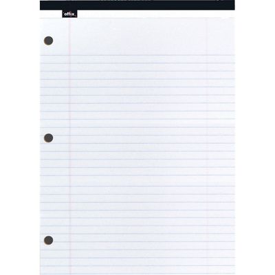 Offix Note Pads, White Letter Size, Ruled, 3-hole Punch, Pads of 50