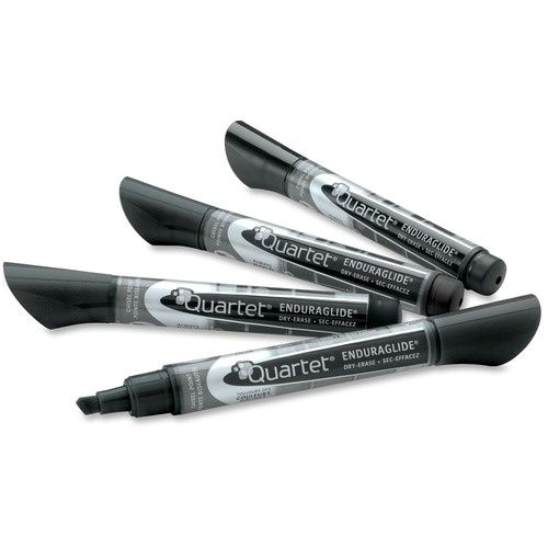 Quartet EndurGlide Dry Erase Marker, Chisel Point , Black, 4 Pack
