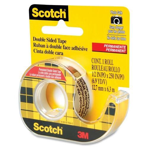 Scotch Tape, Double Sided, 1/2" x 6.9 Yards