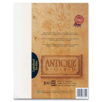 First Base Antique Bond Paper, White, 8.5 x 11, 24lb, Pack of 100