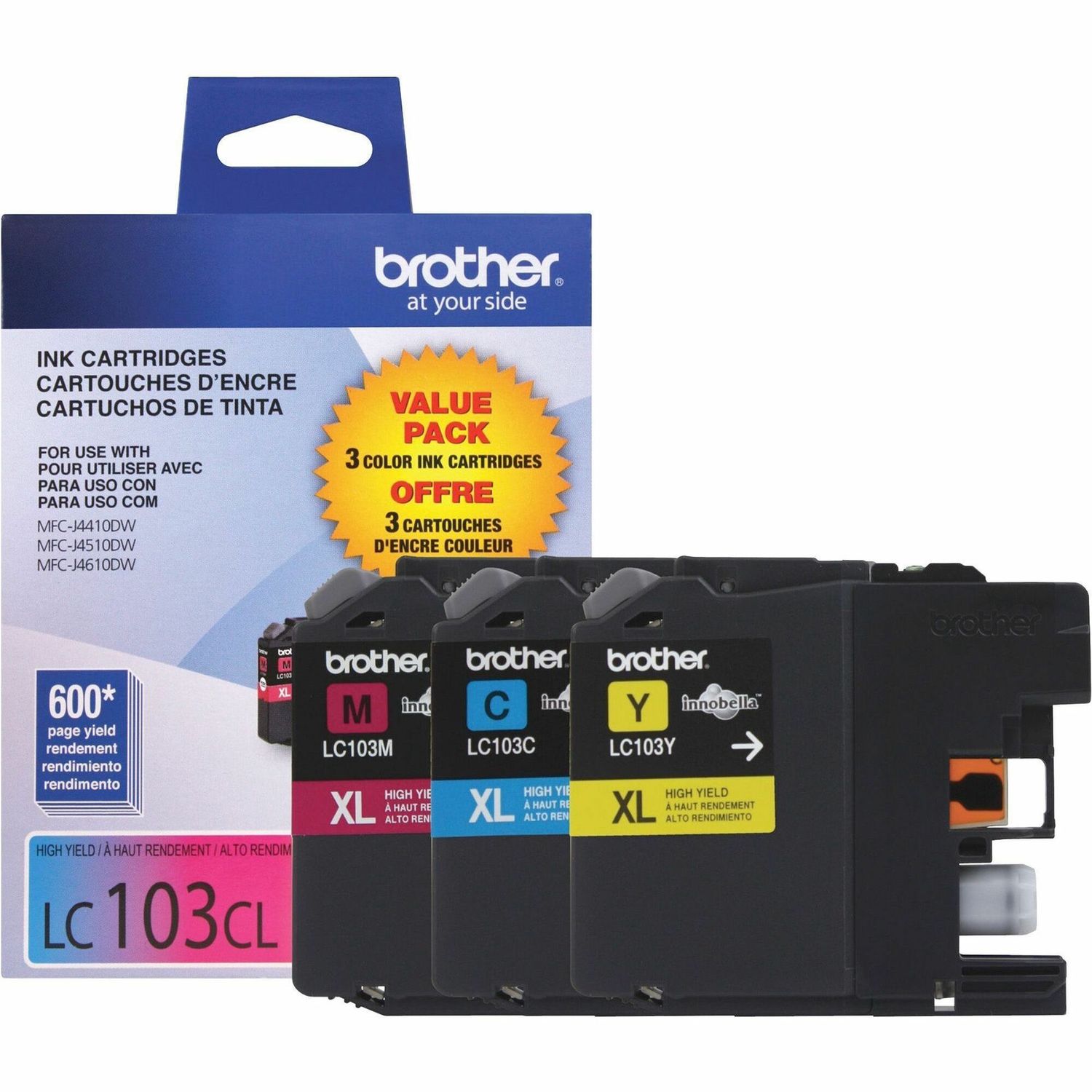 Brother LC1033PKS High Yield Colour Ink Cartridges, 3 Pack