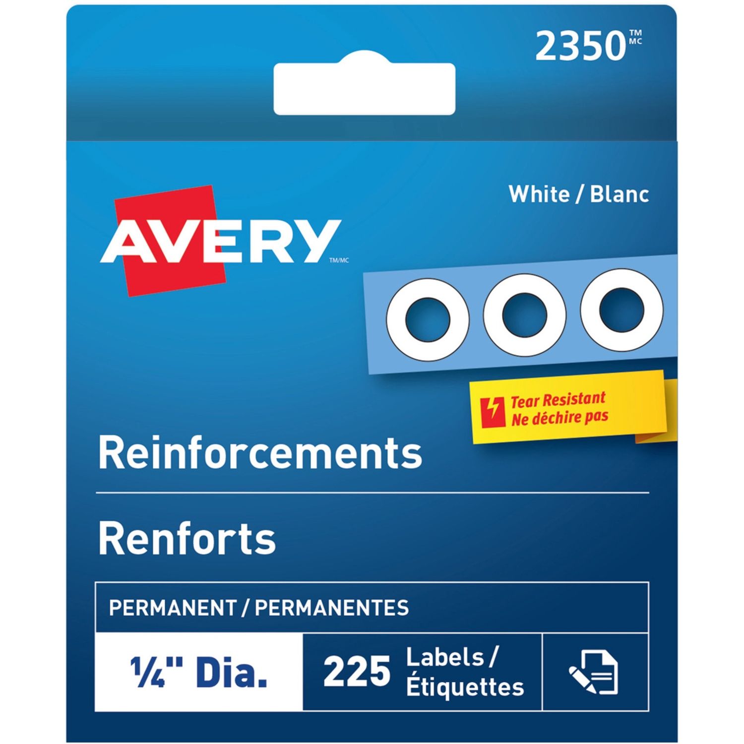 Avery White Reinforcement Labels 1/4" Diameter, Pack of 225