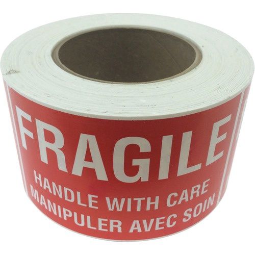 Fragile Handle with Care Labels, 5" x 3", 500 Per Roll
