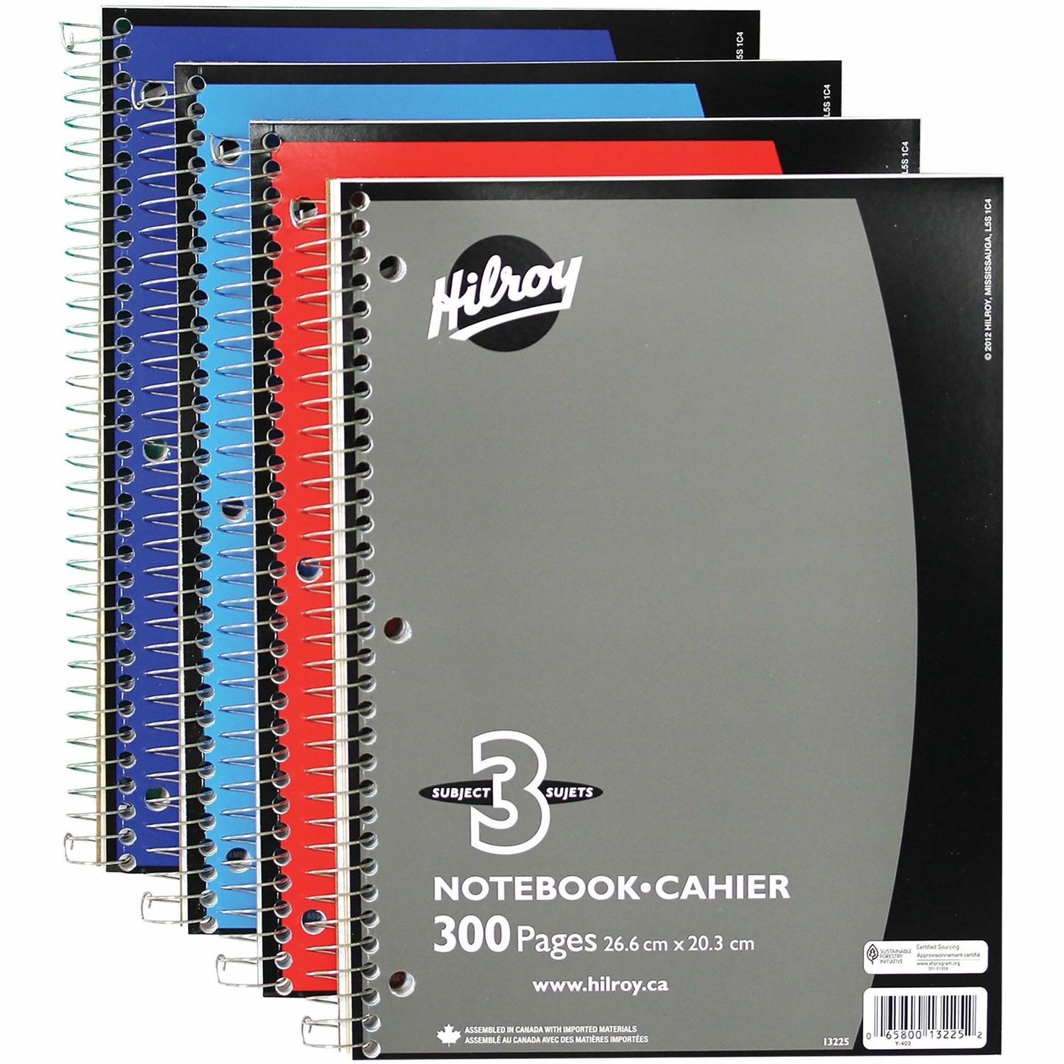 Hilroy 3 Subject Notebook, 3 Hole Punched, 300 Pages