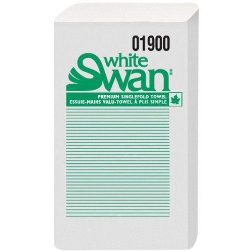 White Swan Single Fold Paper Towels, White, 250 Sheets Per Pack, 16 Packs Per Box