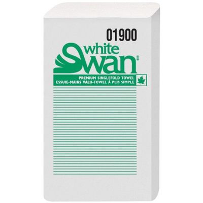 White Swan Single Fold Paper Towels, White, 250 Sheets Per Pack, 16 Packs Per Box