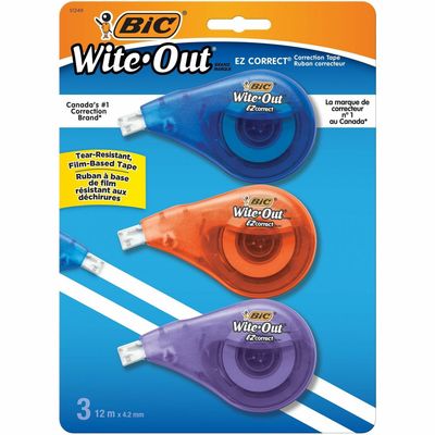Bic Wite-Out Correction Tape, 3 Pack