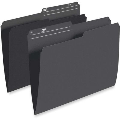 Pendaflex 1/2 Tab Cut Letter, Black File Folders, 8 1/2" x 11", Box of 100